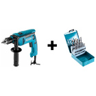 Сетевая дрель Makita HP1640X4 ударная + набор сверл Makita D-46202