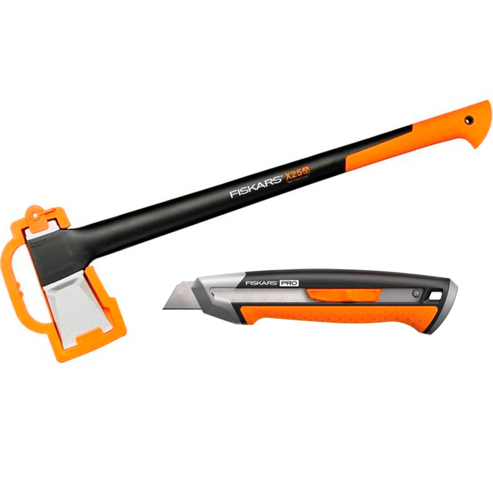 Набор Fiskars топор Х25 + нож строительный CarbonMax — Фото 3